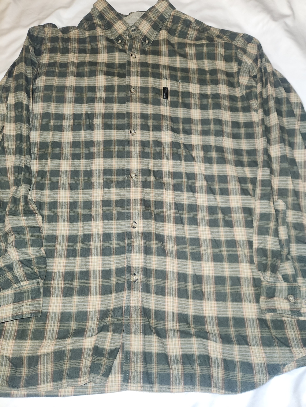 Columbia Green and Brown Plaid Long-Sleeve Button-Down Shirt